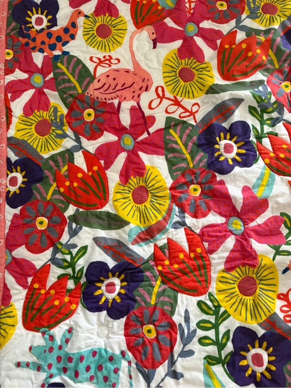 Anthropologie Isabelle Floral Animal Pattern Toddler Quilt